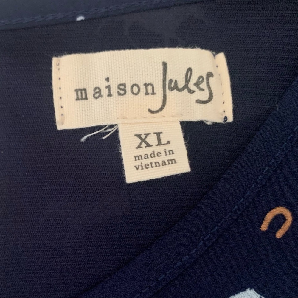 Maison Jules Navy Midi Dress with White Horse Print NWT - XL - Picture 4 of 8